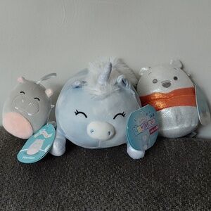 Squishmallow Plush Blue Unicorn, Hippo & Winnie The Poo. NWT